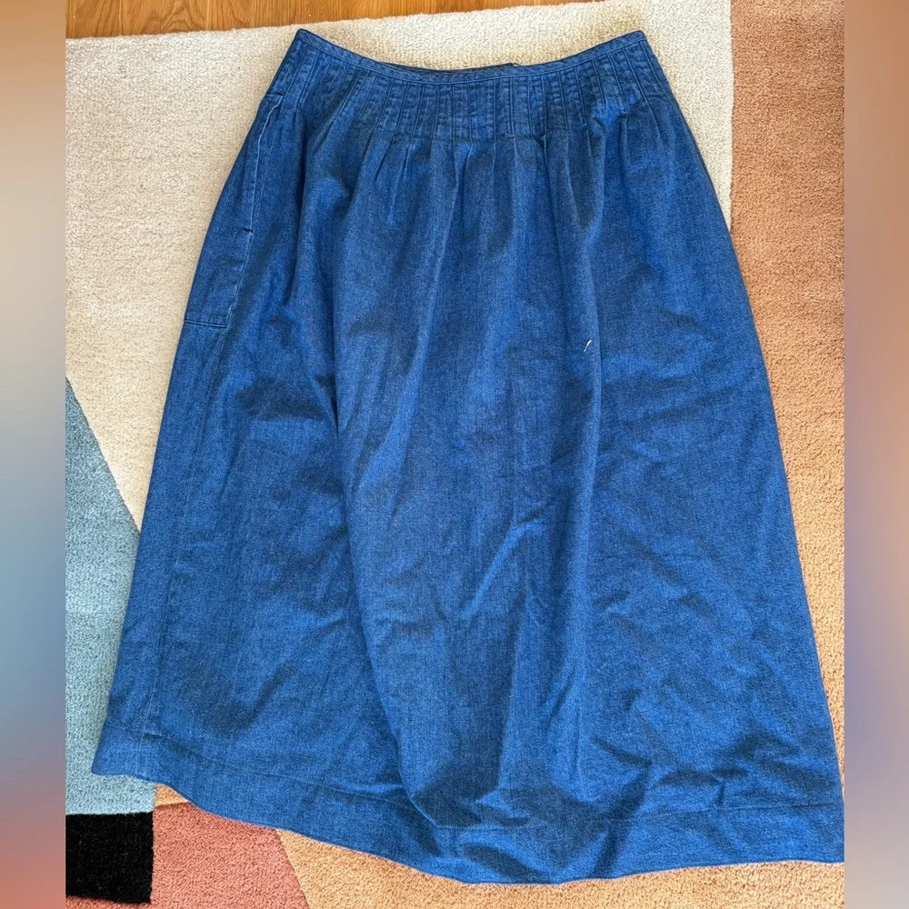 Vintage Ralph Lauren drop waist Denim midi Skirt - Picture 3 of 5